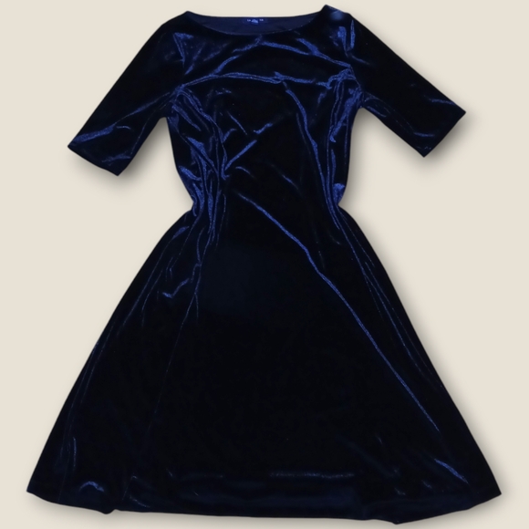 🌷 3 for $20 🌷 Vintage 90s black velvet midi dress - Picture 2 of 7